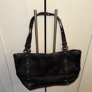 Black and light blue Coach bag